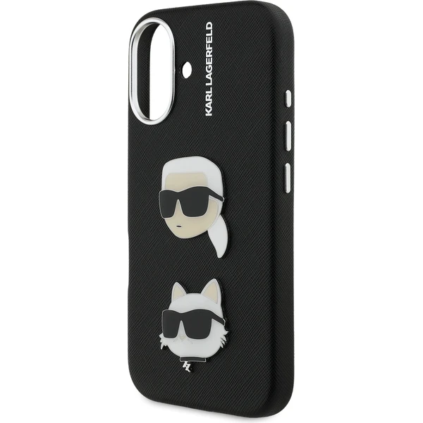 Karl Lagerfeld Grained PU K&CH Heads kryt iPhone 16 čierny - Puzdra - Obrázok d414c28dfa6648b6bdce9a98301460b7