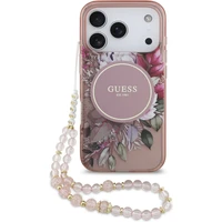 Guess IML Flowers Strap MagSafe kryt iPhone 17 Pro ružový - Puzdra
