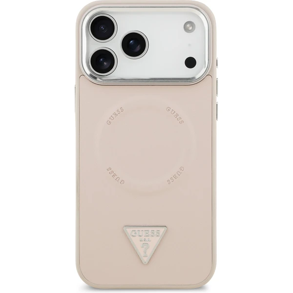 Guess PU Leather Triangle Logo MagSafe kryt iPhone 17 Pro ružový - Puzdra - Obrázok d48241b96c134df08d003f776bce28aa