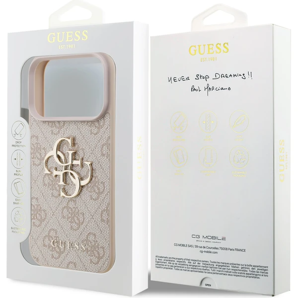 Guess PU 4G Metal Logo kryt iPhone 17 Pro ružový - Puzdra - Obrázok d4b63a641244435dbce31e91cccab1fc