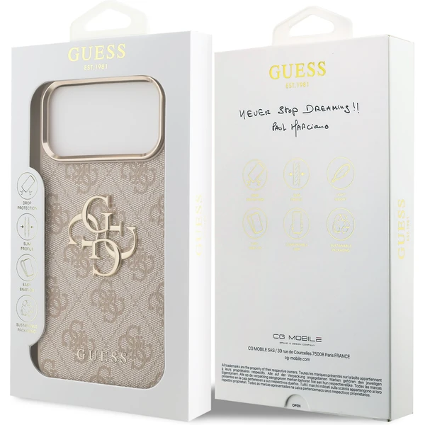 Guess PU Leather 4G Metal Logo Gold Frame MagSafe kryt iPhone 17 Pro Max ružový - Puzdra - Obrázok d52ce640b1e447a98f647968ea7e381e