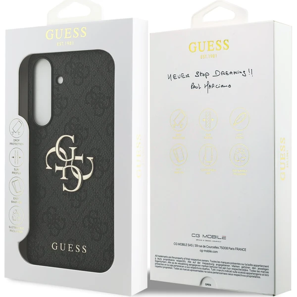 Guess PU 4G Metal Logo Zadný Kryt pre Samsung Galaxy S25 FE sivý - Puzdra - Obrázok d57fd2384ceb41408f66639bd6cd7de0