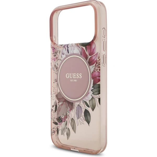 Guess IML Flowers Strap MagSafe kryt iPhone 17 Pro Max ružový - Puzdra - Obrázok d58f7d96907a485ba45b4ed326e5bbca