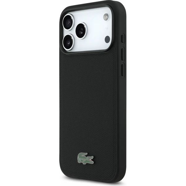 Lacoste PVC Iconic Petit Pique Metal Logo MagSafe Zadný Kryt pre iPhone 18 Pro Max Black - Puzdra - Obrázok d5adea6a33714057922d3dfbd070923c