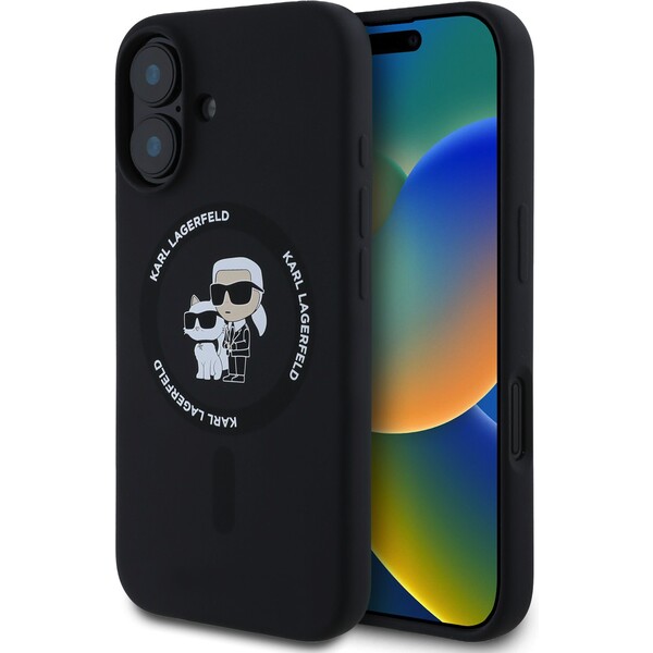 E-shop Karl Lagerfeld Liquid Silicone Karl a Choupette MagSafe kryt iPhone 16 čierny