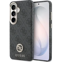 Guess PU Koža 4G Strass Logo Zlatý Rám Magnetický kryt Samsung Galaxy S26 čierny - Puzdra