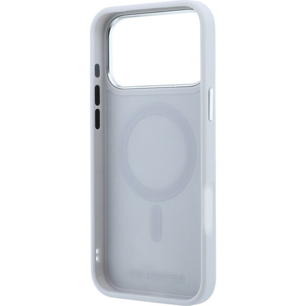 Karl Lagerfeld PU Grained K&CH Heads Ring Stand Magsafe kryt iPhone 18 Pro Max šedý - Puzdra - Obrázok d62b0f6f30f243e697128b376a724776
