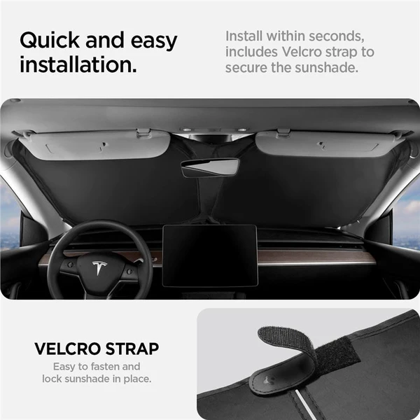 Spigen CryoShade Front Windshield Sunshade slnečná clona Tesla Model Y/3 - Ochranné fólie a sklo - Obrázok d63604fd8b1340c7bec46bea905c2801