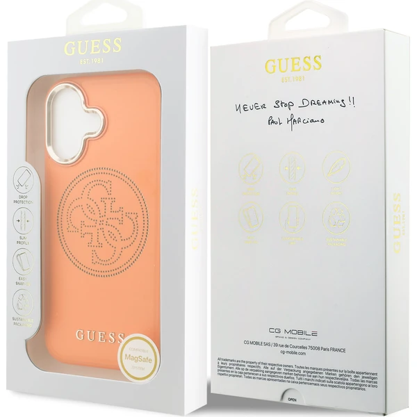 Guess PU Perforated 4G Logo MagSafe kryt iPhone 17 oranžový - Puzdra - Obrázok d649f10e7e4e4c3fb4ddf43f19d79e1c
