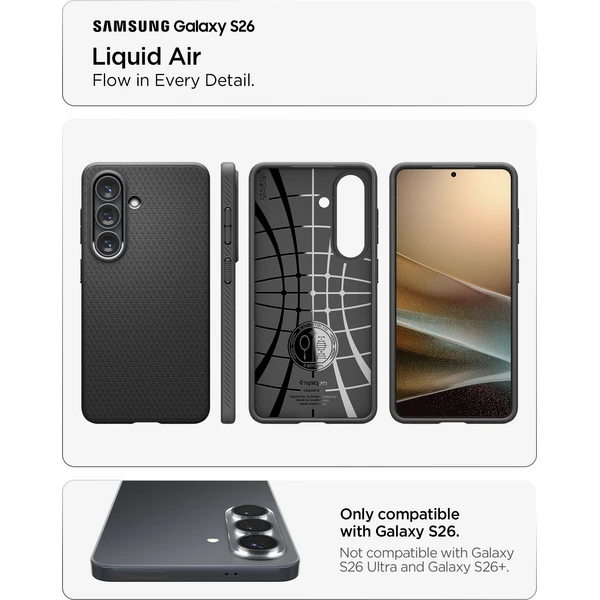 Spigen Liquid Air kryt Samsung Galaxy S26 matne čierny - Puzdra - Obrázok d652914f03034e9d904afd2815393e94