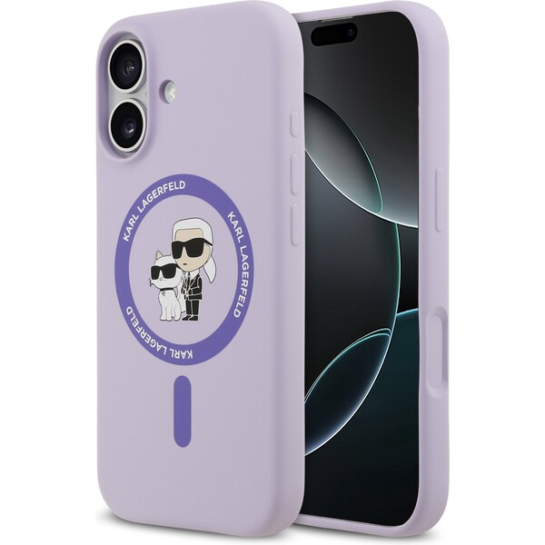 E-shop Karl Lagerfeld Liquid Silicone Karl a Choupette MagSafe kryt iPhone 17 fialový