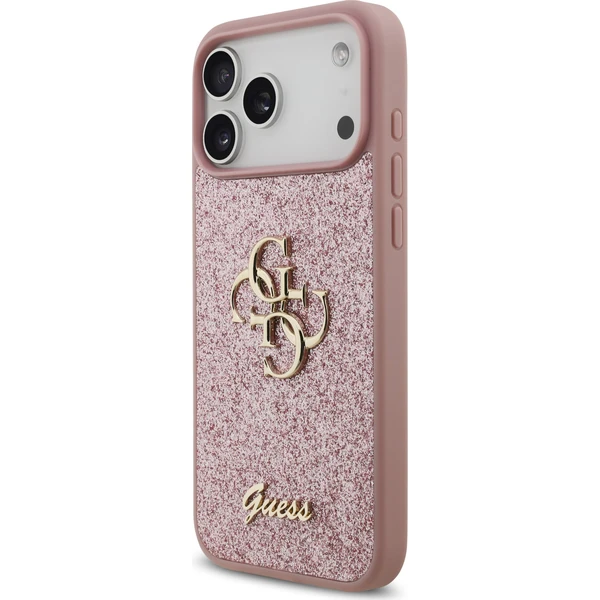 Guess PU Fixed Glitter 4G Metal Logo Zadný Kryt pre iPhone 18 Pro Max Pink - Puzdra - Obrázok d6cc0805314f464387237cfd7603cbb7