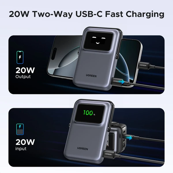 UGREEN Uno MagSafe/Qi2 Powerbanka so stojanom, 10000 mAh, 20W, tmavo šedá - Powerbanky - Obrázok d6dd75caa9f343cb85d295c005286aaa