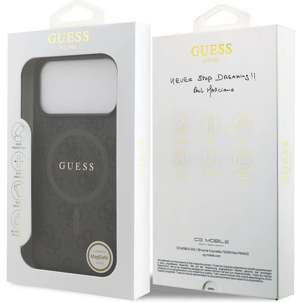 Guess PU Leather 4G Colored Ring MagSafe Zadný Kryt pre iPhone 17 Pro Max čierny - Puzdra - Obrázok d6e1153f5e3e4f289feb489aea4269e9