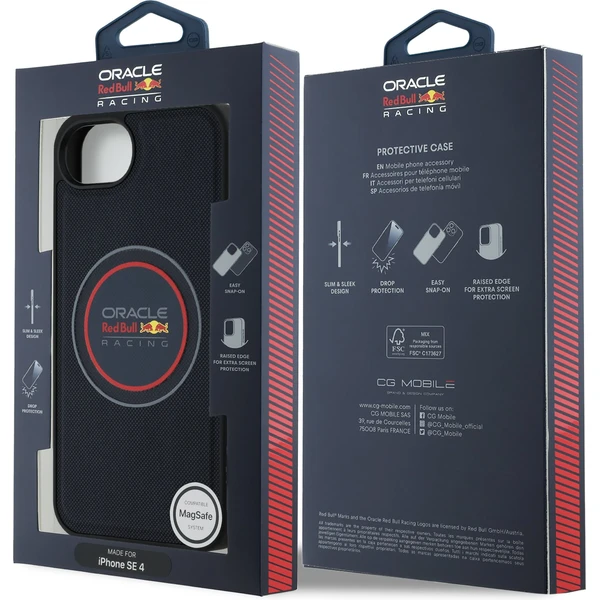 Oracle Red Bull Racing PU kožený červený krúžok MagSafe kryt na iPhone 17e/16e modrý - Puzdra - Obrázok d6e5edde355041038b77587388d4c29d