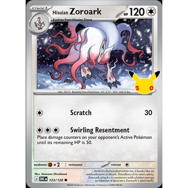 Hisuian Zoroark (30C 123) - 30th Celebration [Holo] - Kusové karty - Hlavný obrázok