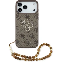 Guess PU 4G Metal Logo Strap kryt iPhone 17 Pro Max hnedý - Puzdra