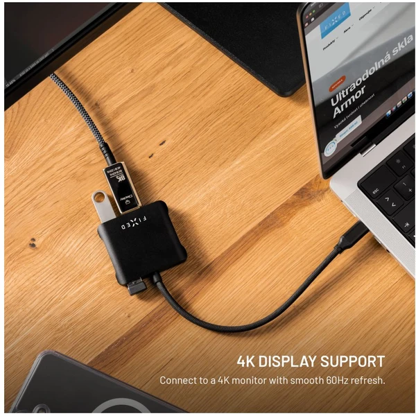 FIXED HUB Quadri hliníkový USB-C hub pre notebooky, 140W, PD 3.1, vesmírne čierny - USB huby - Obrázok d70021ddfbd945c4851f847f4b2a9269