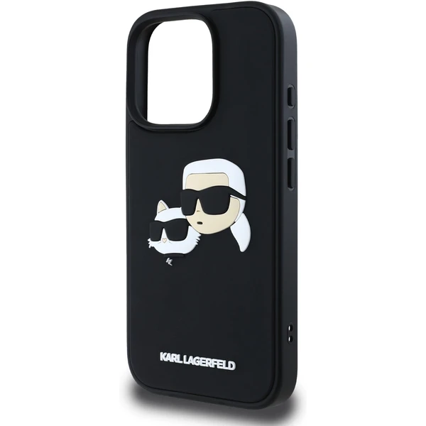 Karl Lagerfeld 3D Rubber Double Heads kryt iPhone 16 Pre čierny - Puzdra - Obrázok d796c291f1e840d09ad0e45a52690f68