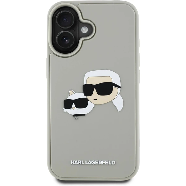 Karl Lagerfeld 3D Rubber Double Heads kryt iPhone 16 béžový - Puzdra - Obrázok d7aad488f1b942f7a856dc3d2598196f