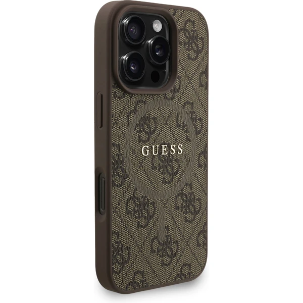 Guess PU Leather 4G Colored Ring Strap MagSafe kryt iPhone 16 Pro Max hnedý - Puzdra - Obrázok d7c1b948c1f8490580bb0c38a51a285b