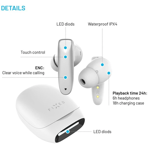 FIXED Game Pods TWS herné slúchadlá (kompatibilné s PS5/PS4/Nintendo Switch 1) biela - Slúchadlá - Obrázok d7ecd28ebbc5484e90aa07cdc8fbe08e
