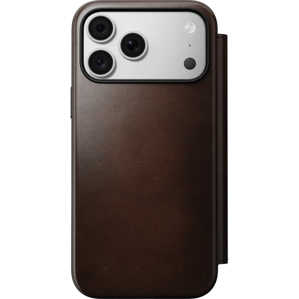 Nomad Modern Leather Folio (Horween) MagSafe kožené puzdro iPhone 17 Pro Max/18 Pro Max Rustic Brow - Puzdra - Obrázok d7f9fcc21f914452b3bd58c3266dc4b4