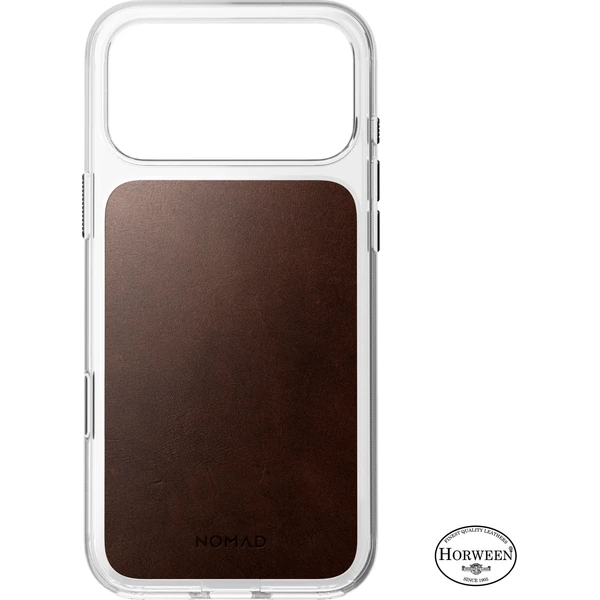 Nomad Clear Leather (Horween) MagSafe kryt iPhone 18 Pro Max Rustic Brown - Puzdra - Obrázok d820471f19a74176879d30df1c9f7151