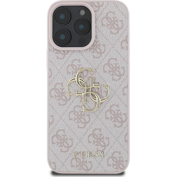 Guess PU 4G Metal Logo kryt pre iPhone 16 Pro Max ružový - Puzdra - Obrázok d82fabb6fa8b4c009360430cb362a29e