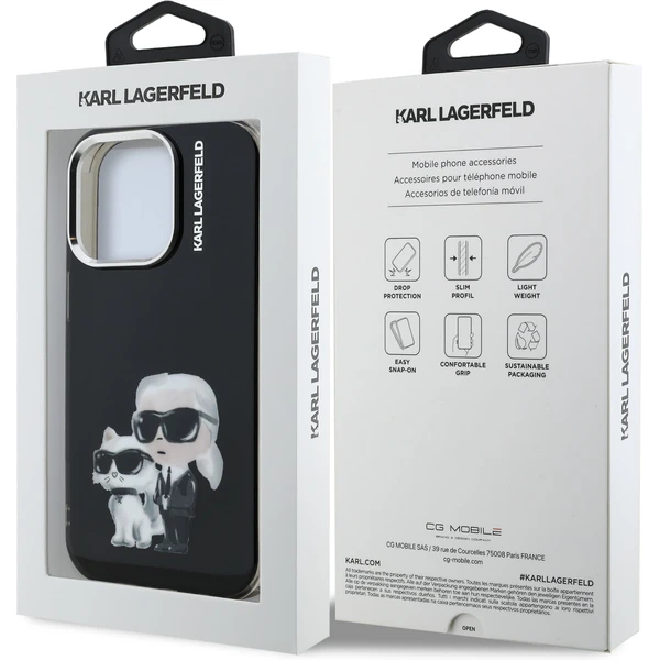 Karl Lagerfeld IML Aquarelle Karl and Choupette kryt iPhone 15 Pre čierny - Puzdra - Obrázok d869a3fa2ad54946a8c8a75b270774d9