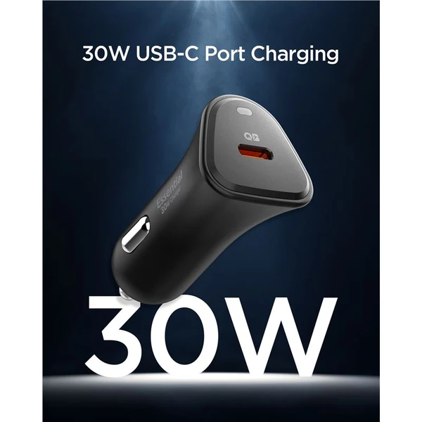 Spigen Essential 30W USB-C nabíjačka do auta (EV301) čierna - Nabíjačky - Obrázok d874ac09d2de4aad9999607f3cc47290
