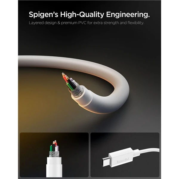 Spigen Essential USB-C/USB-C napájací kábel 60W 2m biely - Káble a redukcie - Obrázok d8953b245a99457a9467567754e57822