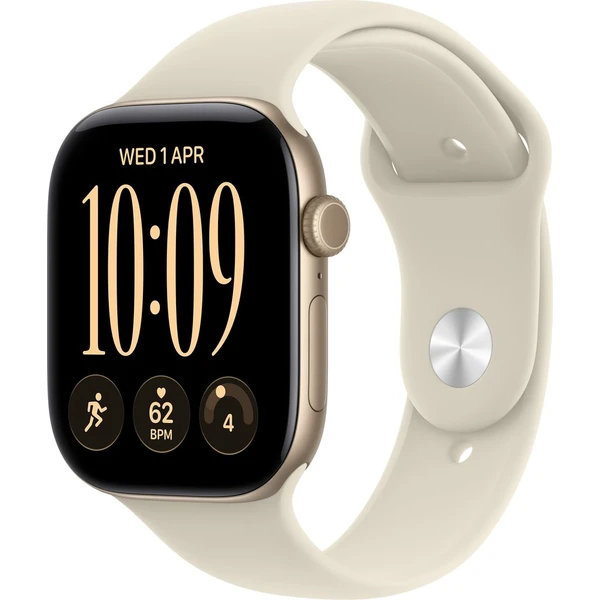 Apple Watch Series 12 Cellular (42mm) Světle zlatý hliník s pískovým sportovním řemínkem S/M - Inteligentné hodinky - Hlavný obrázok