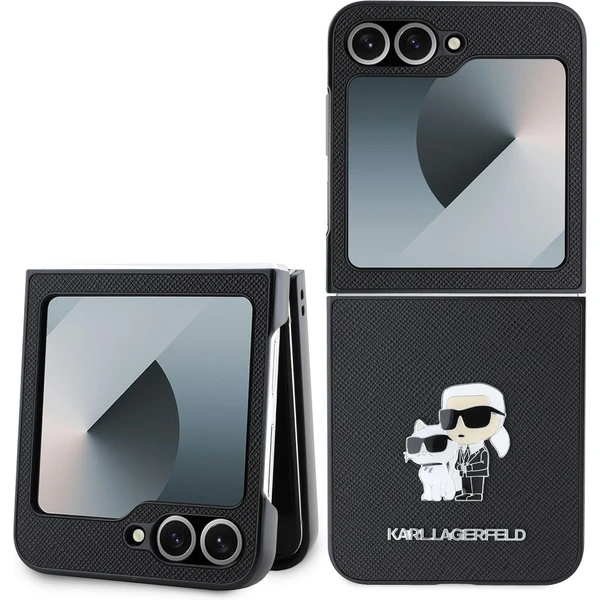 Karl Lagerfeld PU Saffiano Karl and Choupette kryt Samsung Galaxy Z Flip 6 čierny - Puzdra - Hlavný obrázok