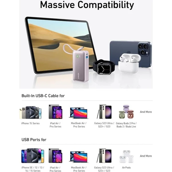 Anker 545 powerbanka 10000mAh, 30W s káblom USB-C zelená - Powerbanky - Obrázok d8df27bbbd4746b3a144fcfb19dc4546