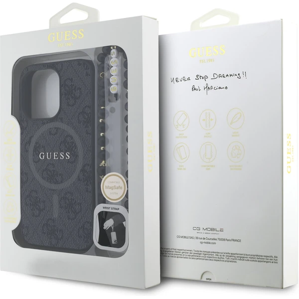 Guess PU Leather 4G Colored Ring Strap MagSafe kryt iPhone 15 Pre čierny - Puzdra - Obrázok d95a1d2be1264f50991b6e4fa111e3e4