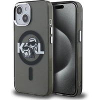 Karl Lagerfeld IML Glitter Karl and Choupette Sketch MagSafe kryt iPhone 15 čierny - Puzdra