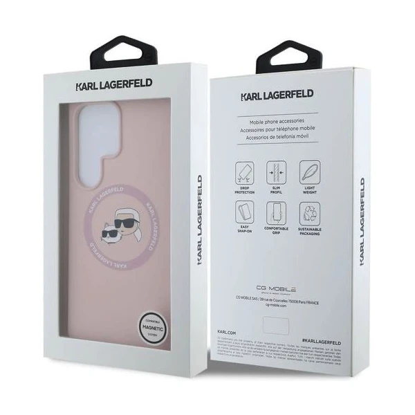 Karl Lagerfeld Liquid Silicone K&CH Heads MagSafe kryt Samsung Galaxy S25 Ultra ružový - Puzdra - Obrázok d9ad18e2327f49f7a63c90b78e361725