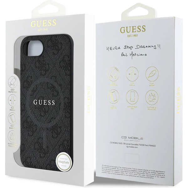 Guess PU koža 4G farebný krúžok MagSafe kryt iPhone 17e/16e čierny - Puzdra - Obrázok d9b9263b4d96410f937e334f2d1163d4