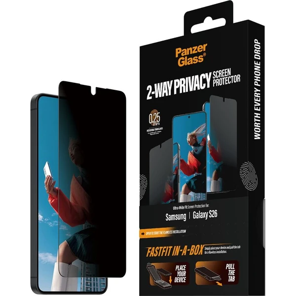 PanzerGlass® Ochrana súkromia s bezprašným aplikačným boxom Samsung Galaxy S26 - Ochranné fólie a sklo - Hlavný obrázok