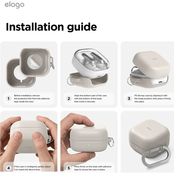 ELAGO Silicone Hang Case pouzdro pro Samsung Galaxy Buds4/Buds4 Pro béžové - Puzdra - Obrázok d_0818ab2bb4334732affee06a1e99666b