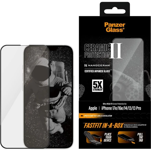 PanzerGlass® Ceramic II sklo Apple iPhone 17e/16e/14/13/13 Pro s bezprašným inštalačným boxom - Ochranné fólie a sklo - Hlavný obrázok