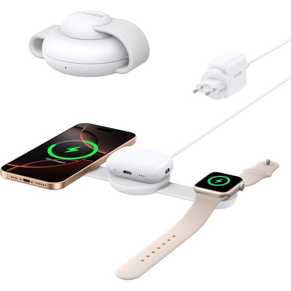 Anker MagGo B25M8 3v1 MagSafe nabíjačka (15W) biela