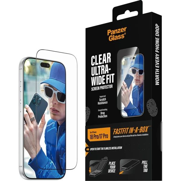 PanzerGlass Ultra-Wide Fit sklo Apple iPhone 18 Pro/17 Pro s bezprašným instalačním boxem - Ochranné fólie a sklo - Hlavný obrázok