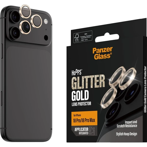 PanzerGlass Hoops ochranné kroužky Apple iPhone 18 Pro/Pro Max třpytivě zlaté - Ochranné fólie a sklo - Hlavný obrázok