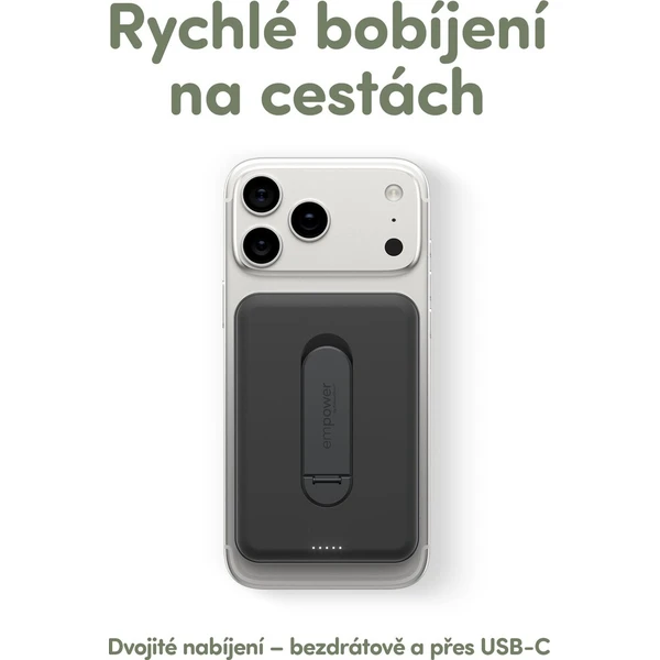 PanzerGlass® empower bezdrôtová Qi2 powerbanka 5000 mAh, MagSafe, otočný stojan, čierna - Powerbanky - Obrázok d_0fef393ec5e442dfbd367415c78840f2