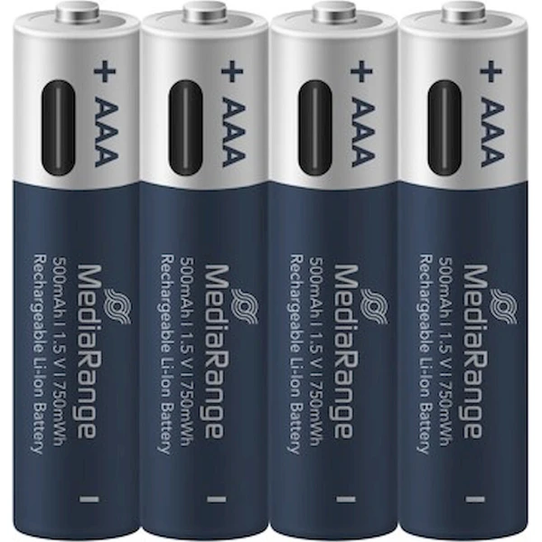 MediaRange dobíjateľné USB-C Li-Ion batérie Micro AAA 1,5V 500 mAh 4ks - Batérie - Obrázok d_10998347366e4e0dbedfc297406a15f5