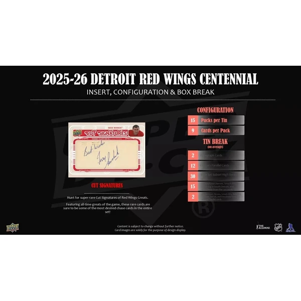 Hokejové karty 2025-26 Upper Deck Detroit Red Wings Centennial Hobby Box - Hokejové karty - Obrázok d_11634acb936f49378172e9eccf9d387d