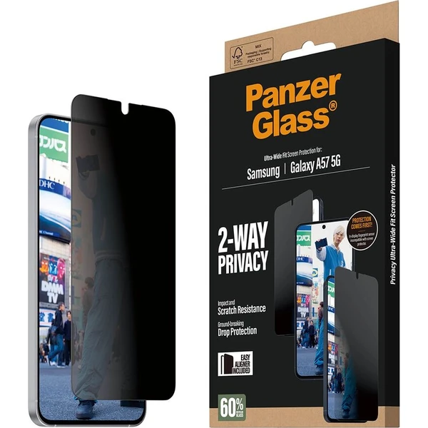 PanzerGlass® Privacy sklo s inštalačným rámčekom Samsung Galaxy A57 - Ochranné fólie a sklo - Hlavný obrázok