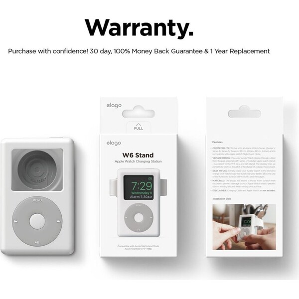 ELAGO W6 Retro iPod stojan pre Apple Watch biely/sivý - Stojany - Obrázok d_178b85fe386b4c96a00c5155ca15cf76